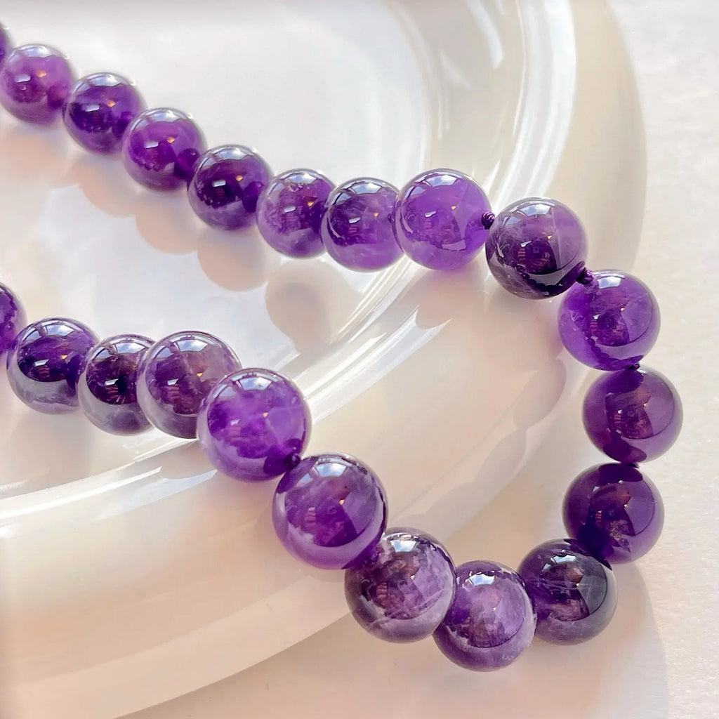 🔮12mm Natural Deep Purple Amethyst Necklace