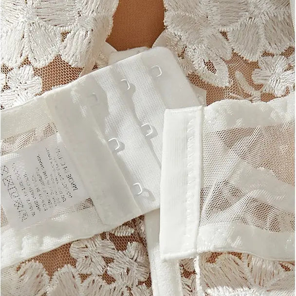 💫Sexy Embroidered Mesh Lingerie Set | Underwire Push-Up Bra & V-String