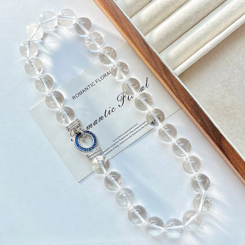 Basic 14mm Natural White Crystal Clavicle Necklace | Minimalist Jewelry