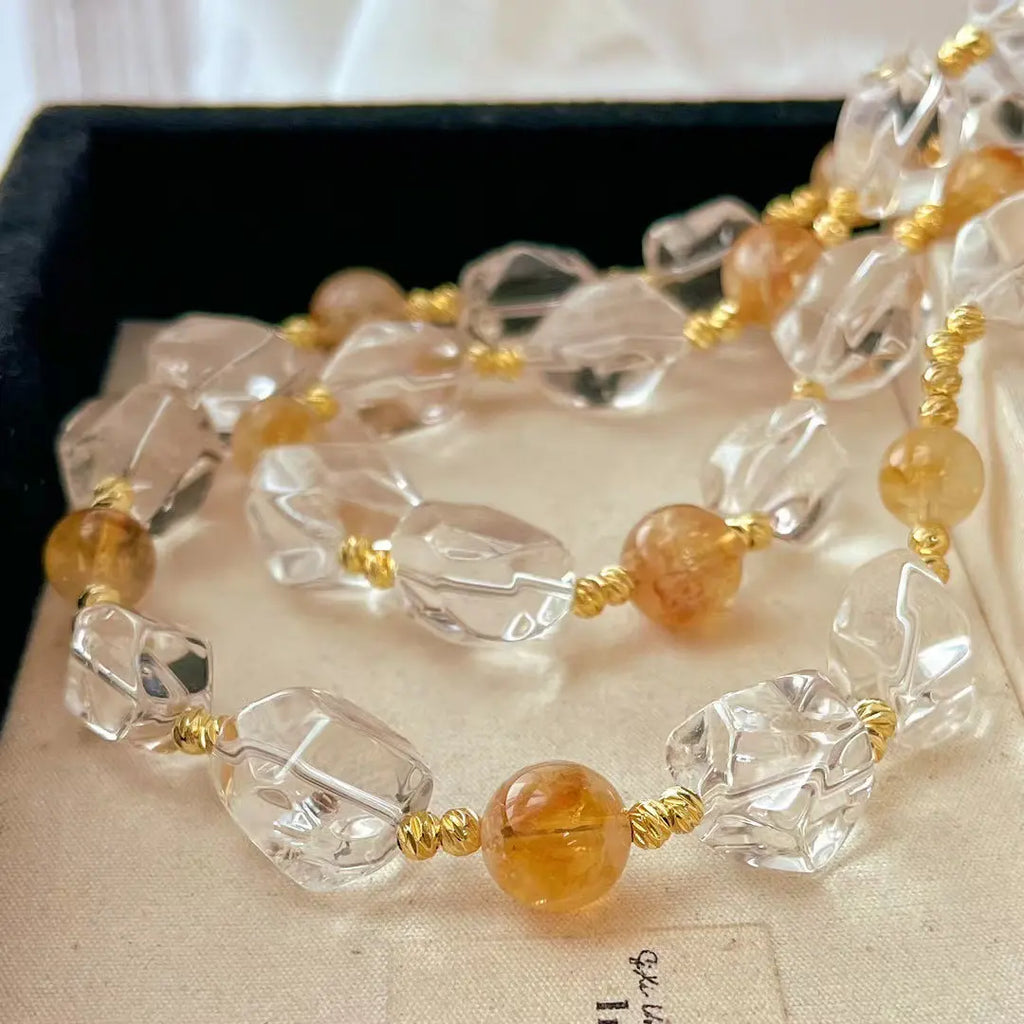 Maillard Natural Yellow & White Crystal Necklace