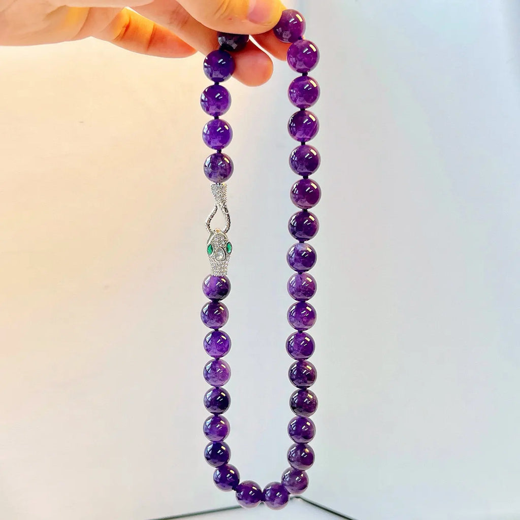 🔮12mm Natural Deep Purple Amethyst Necklace