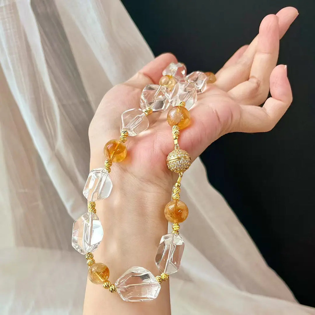 Maillard Natural Yellow & White Crystal Necklace
