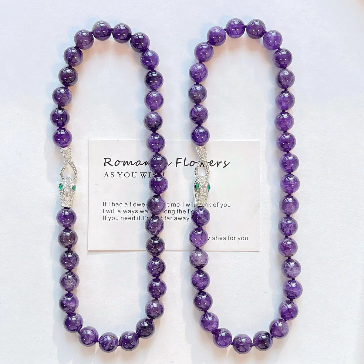 🔮12mm Natural Deep Purple Amethyst Necklace
