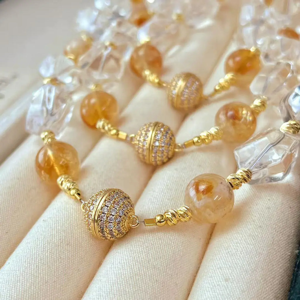 Maillard Natural Yellow & White Crystal Necklace