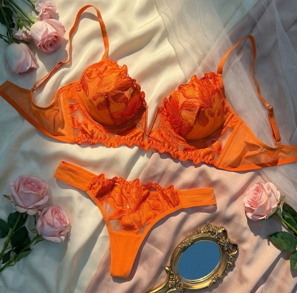 💫Women's Sexy Floral Lace Bra & Panty Set | Push-Up Underwire Lingerie