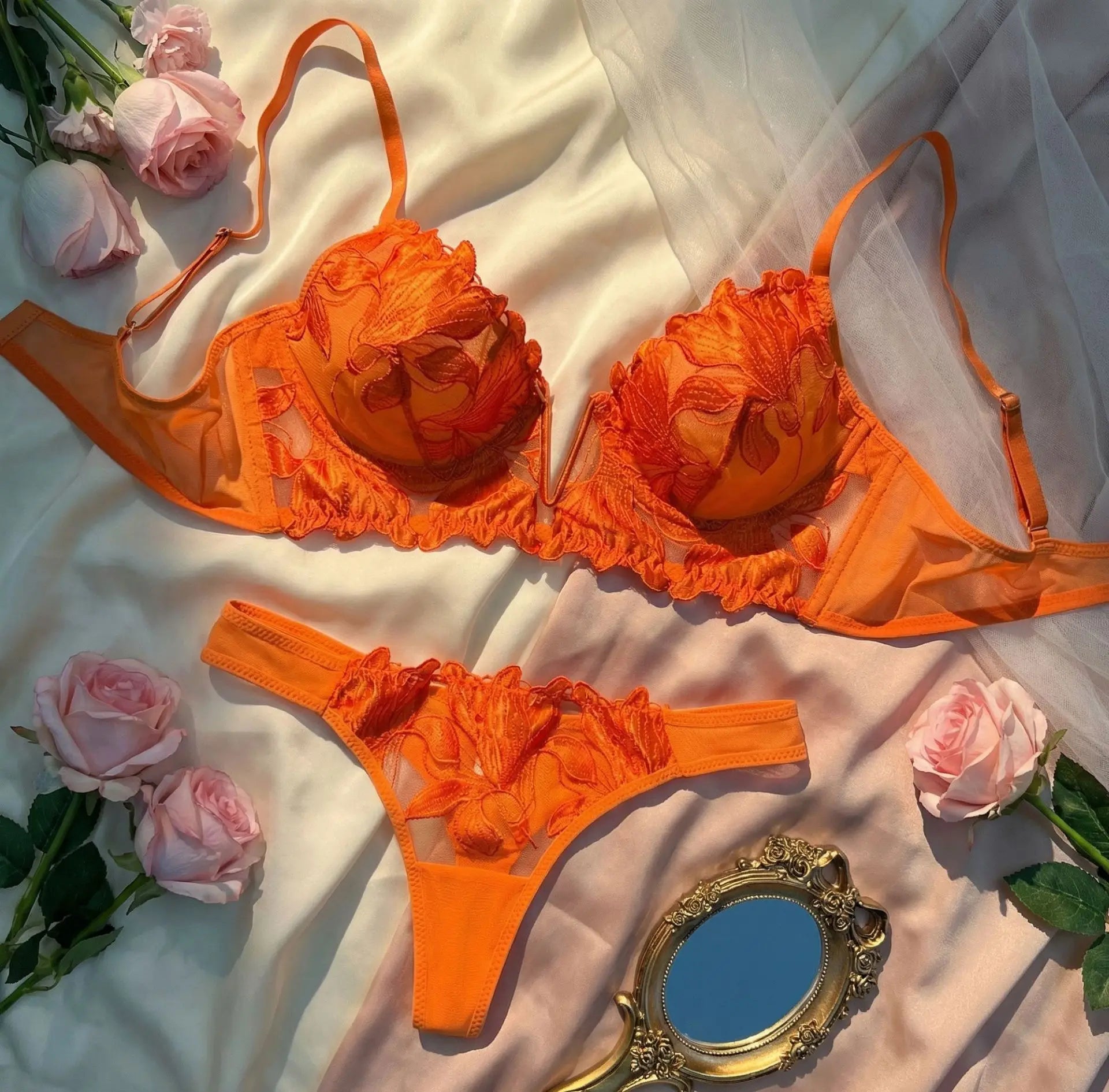 💫Women's Sexy Floral Lace Bra & Panty Set | Push-Up Underwire Lingerie