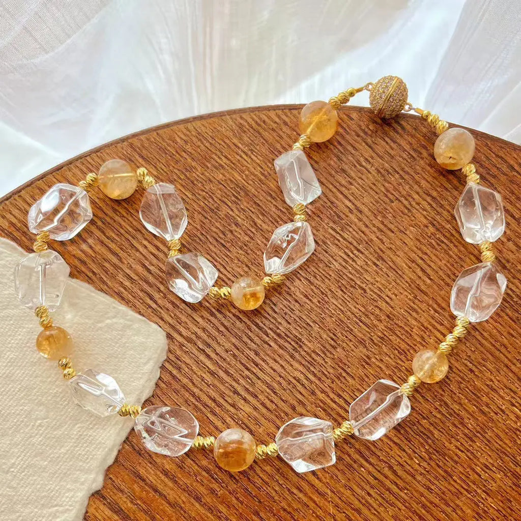 Maillard Natural Yellow & White Crystal Necklace