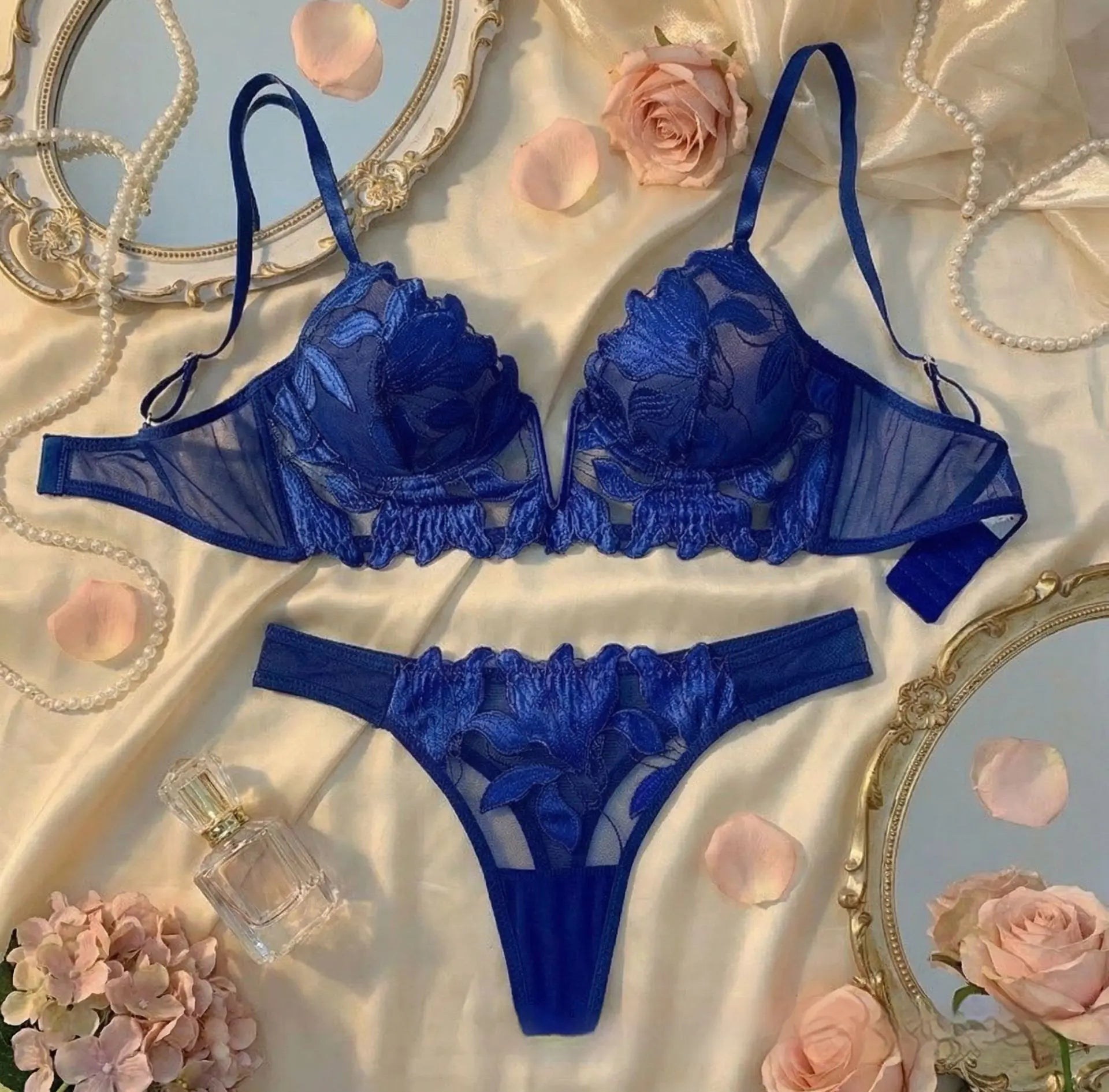 💫Women's Sexy Floral Lace Bra & Panty Set | Push-Up Underwire Lingerie