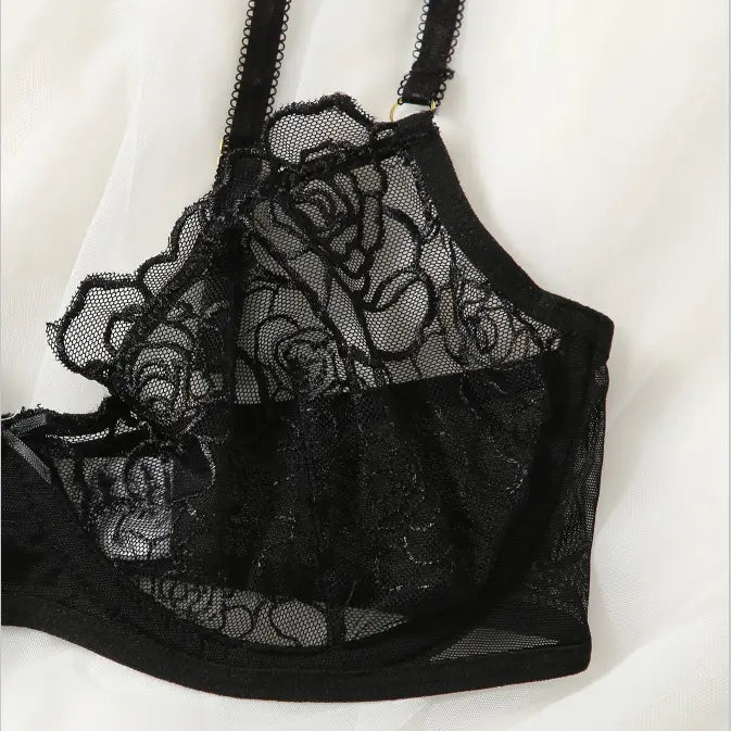 💫Sexy 2-Piece Floral Lace Lingerie Set - Underwire Bra & Garter Belt