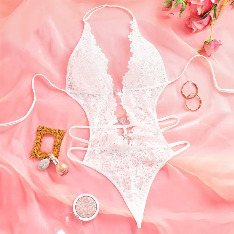 💫Sexy Lace Teddy Bodysuit for Women - V Neck Snap Crotch Lingerie & Clubwear