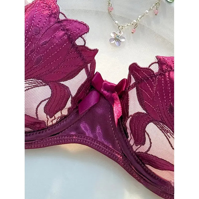 💫Sexy 3-Piece Floral Lace Lingerie Set - Underwire Bra & Garter Belt