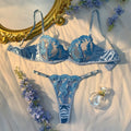 💫Sexy Embroidered Mesh Lingerie Set | Underwire Push-Up Bra & V-String