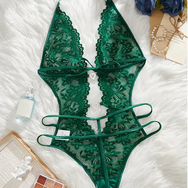 💫Sexy Lace Teddy Bodysuit for Women - V Neck Snap Crotch Lingerie & Clubwear