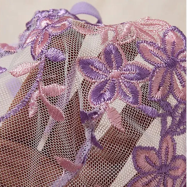 💫Sexy Embroidered Mesh Lingerie Set | Underwire Push-Up Bra & V-String