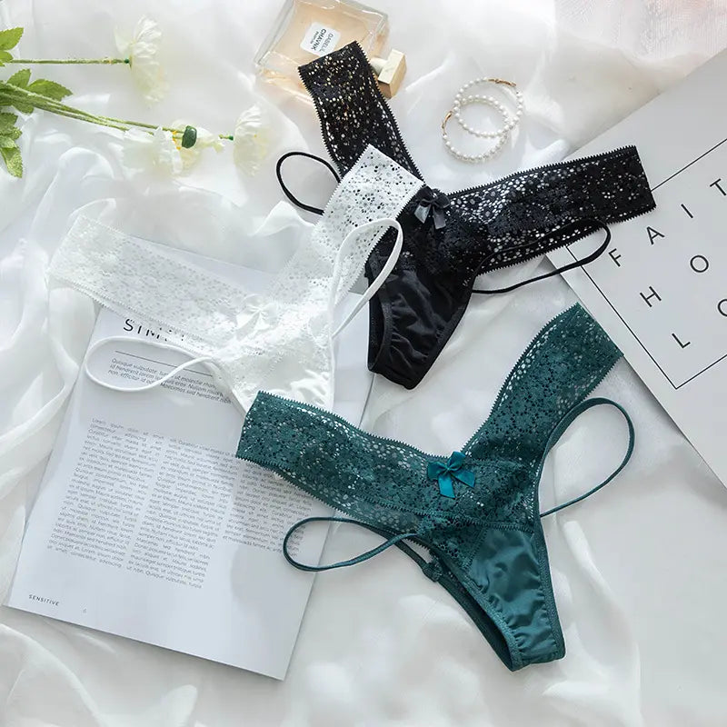 💫Women's Sexy Lace Thong — Mesh, Thin-Strap, Cutout, Sheer G-String