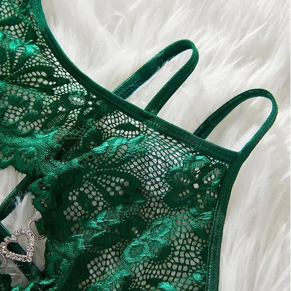💫Sexy Lace Teddy Bodysuit for Women - V Neck Snap Crotch Lingerie & Clubwear